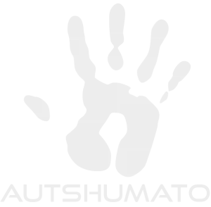 Logo of Autshumato with handprint in white on rectangles